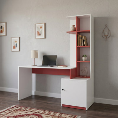 Bureau d'étude moderne en L avec rangement vertical intégré