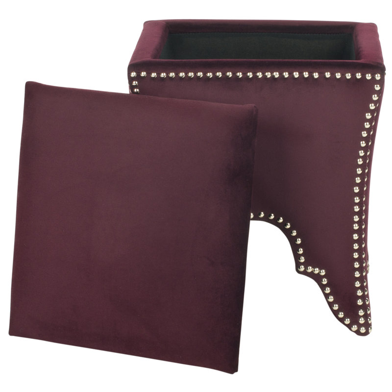Upholstered Ottoman, Silver, Bordeaux