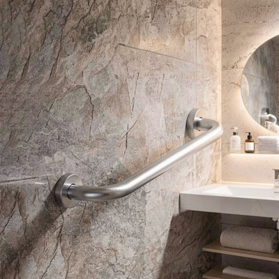 24" Stainless Steel Bathroom Grab Bar, Safety Shower Handrail With Brushed Finish