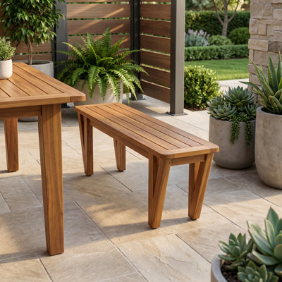 Banc de salle à manger en bois d'acacia avec pieds en forme de V 53,25 po Lillian