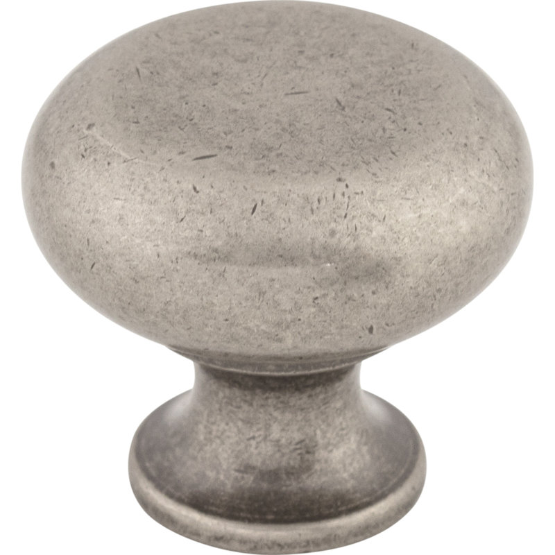 Flat Faced 1 1/4" Diameter Round Knob, Pewter Antique