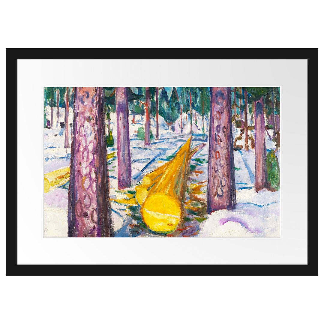 Gerahmter Kunstdruck Yellow Tree Trunk von Edvard Munch