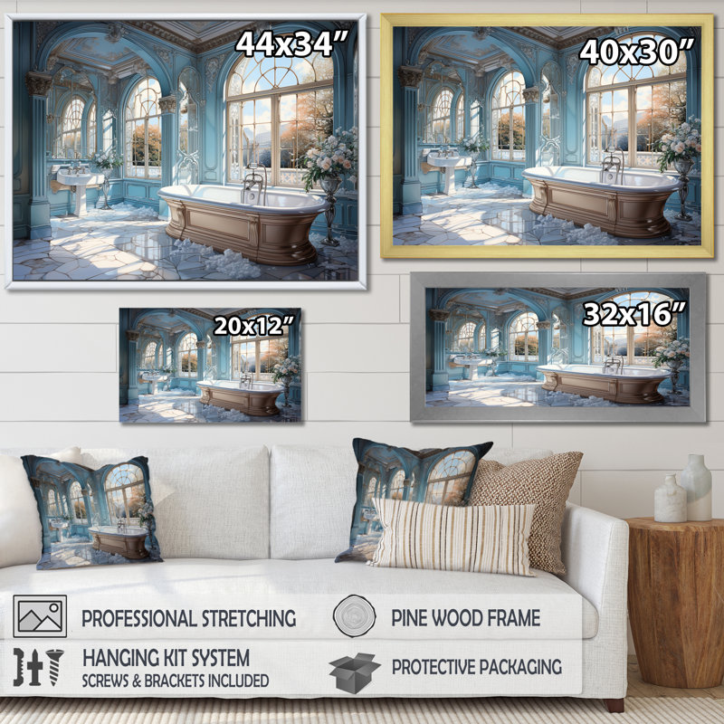 «Bathroom Bathroom Ethereal Glow I», reproduction sur toile, Cadre naturel flottant, H 12 po x l 20 po x P 1 po