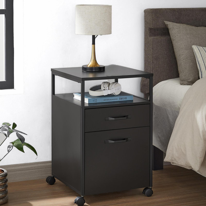 Turgeon 16" W 2-Drawer Lockable Mobile File Cabinet , Black