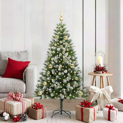 Artificial Hinged Christmas Tree with Flocked Snow