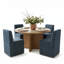 Ensemble de salle à manger rond de 5 pièces comprenant une table de 132 cm et 4 chaises rembourrées entièrement assemblées sur roulettes-854136864