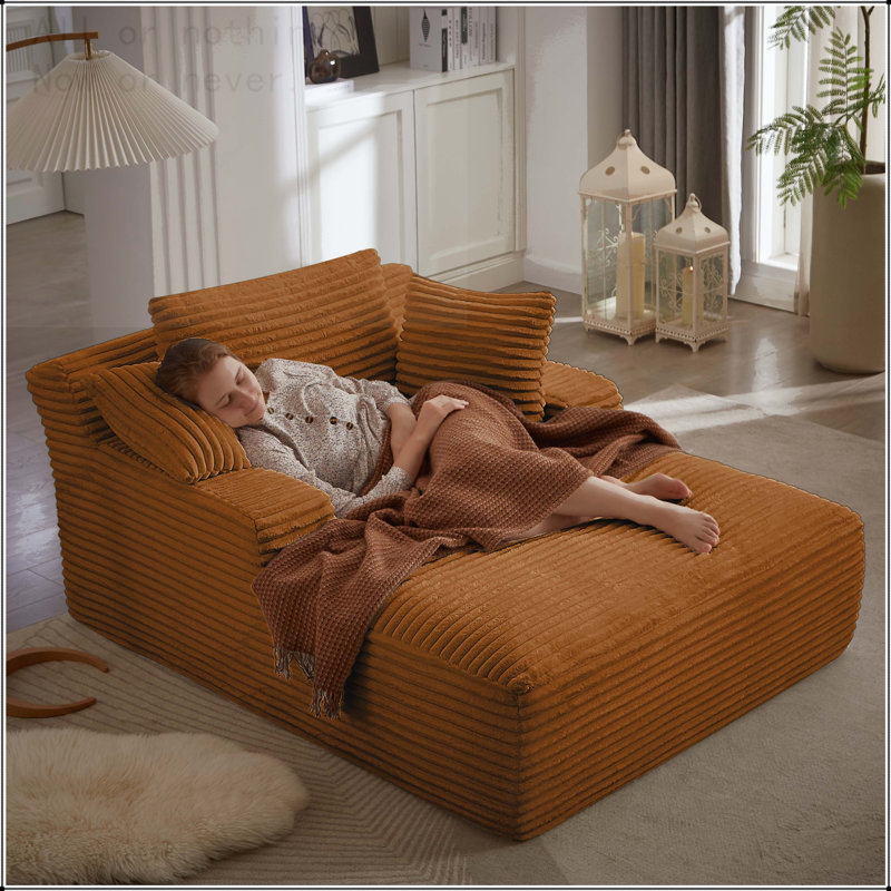 Méridienne surdimensionnée en velours côtelé pour l'intérieur, Orange