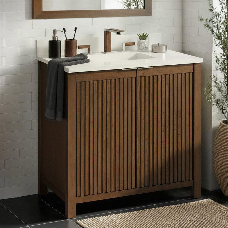 Through Lines 36" Single Bathroom Vanity, Brown