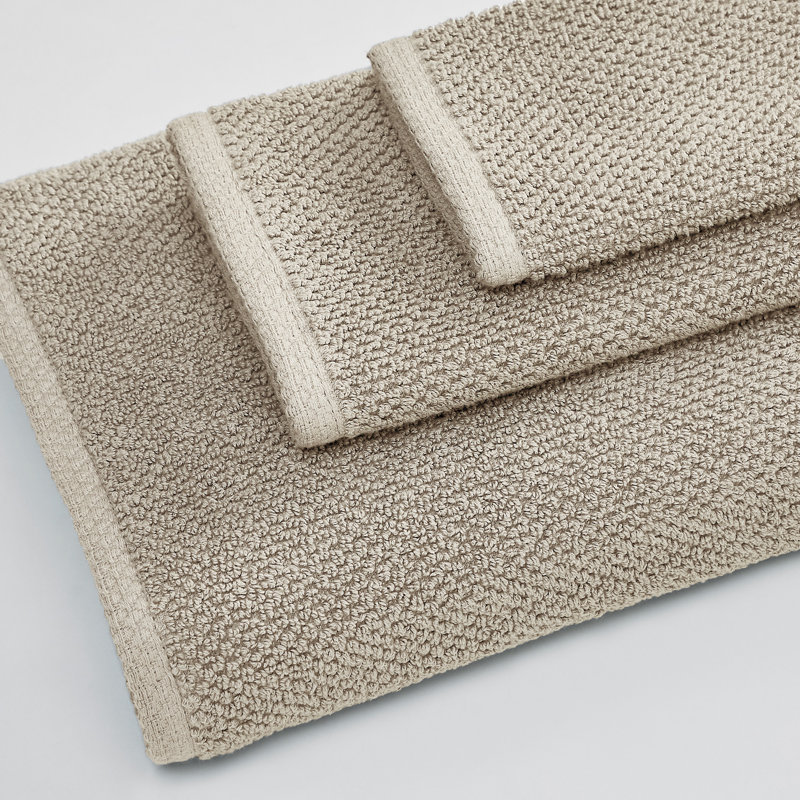 Taupe Cotton Textured Hand Towels Set of 6