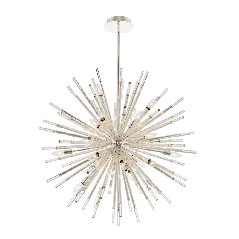 Sprazzo 28-Light Polished Silver Crystal Chandelier
