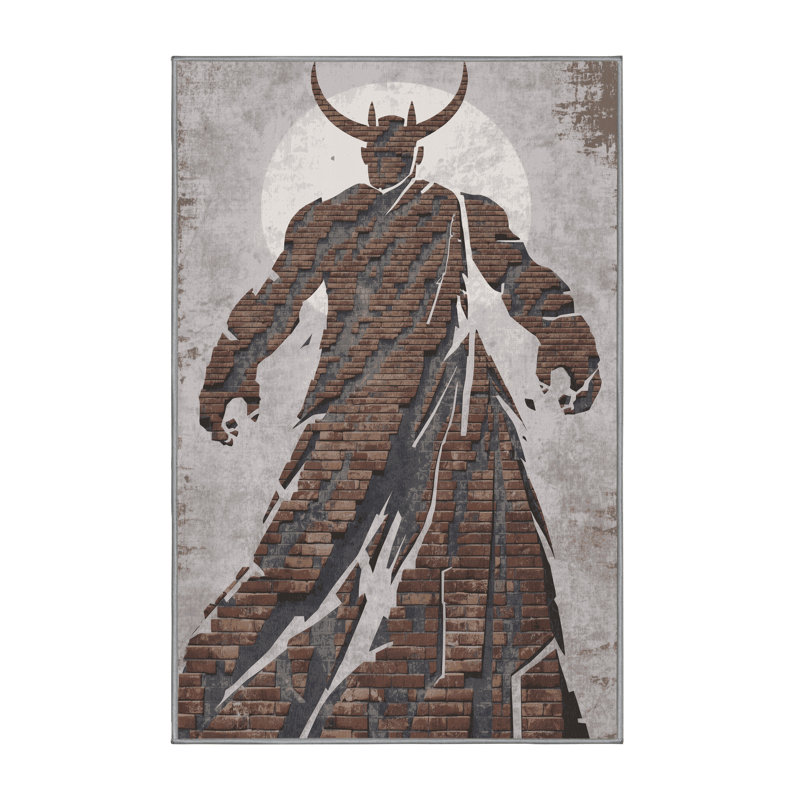 Tapis industriel gris brique lavable à la machine Elida Ymir, 6 X 9