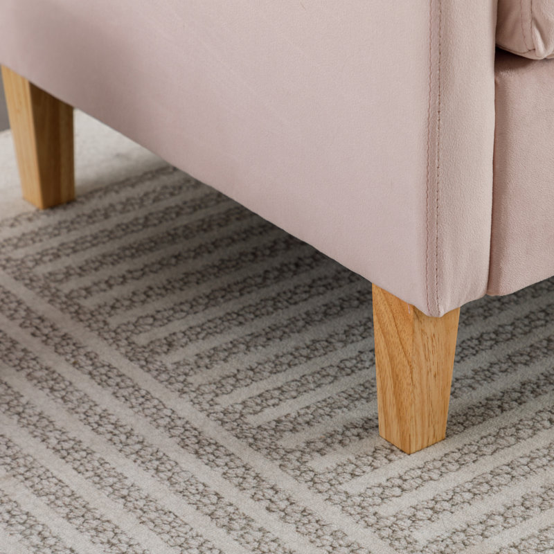 Causeuse 68 po avec 3 places modernes, Velours rose