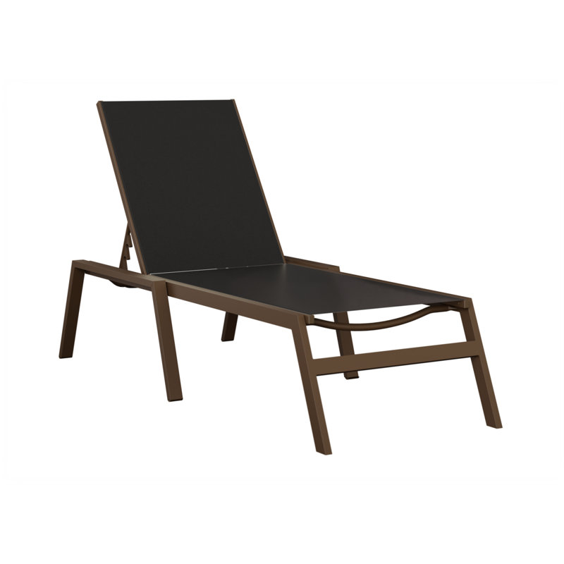Berlin Gardens Vida Chaise Armless Lounge, Mesquite Wood Vein, Black