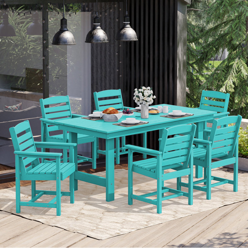 Reata HDPE Outdoor Dining Chair , Aqua Blue