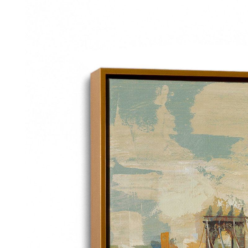 City Skylines, ensemble de 2 impressions, 36 po x 24 po, Toile avec cadre, Or poli