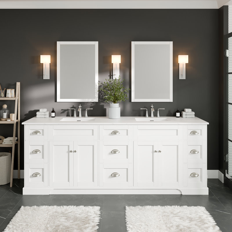 Ensemble de meuble-lavabo simple 24 po Alberthe, Nickel brossé, Blanc