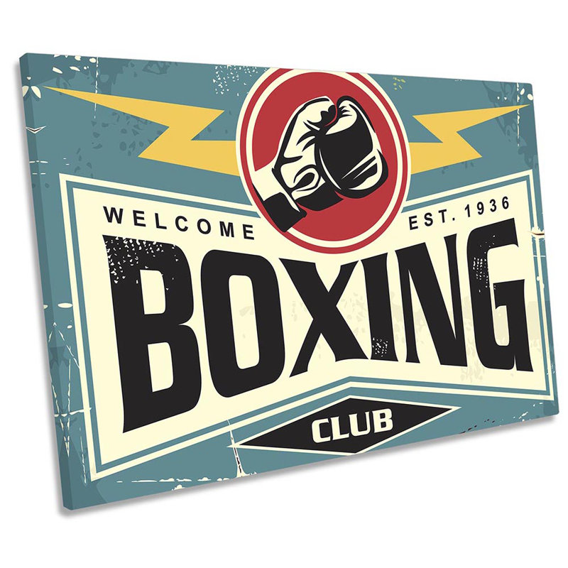 Boxing Gym Retro - Wrapped Canvas Print, 61cm H x 91.4cm W x 4cm D