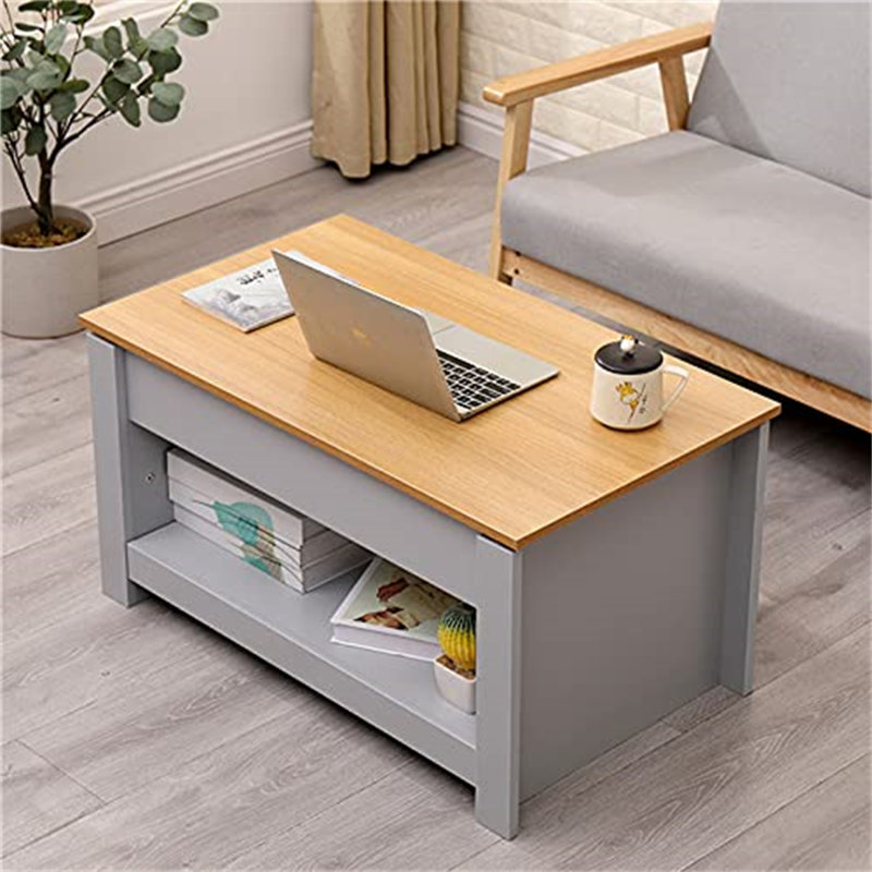 Artechworks Lift Top Sled Coffee Table with Storage, Oak/Grey