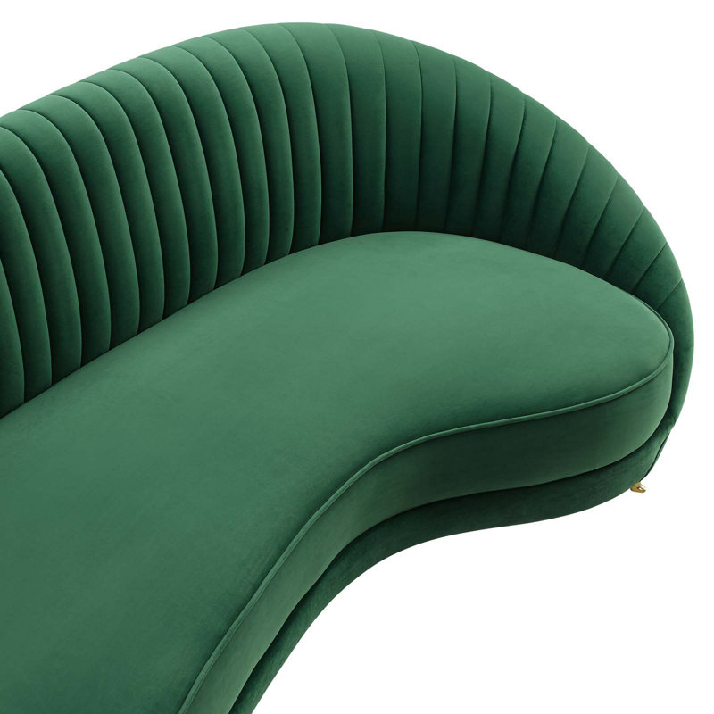 Camber 41.5" Velvet Flared Arm Curved Sofa, Emerald Velvet