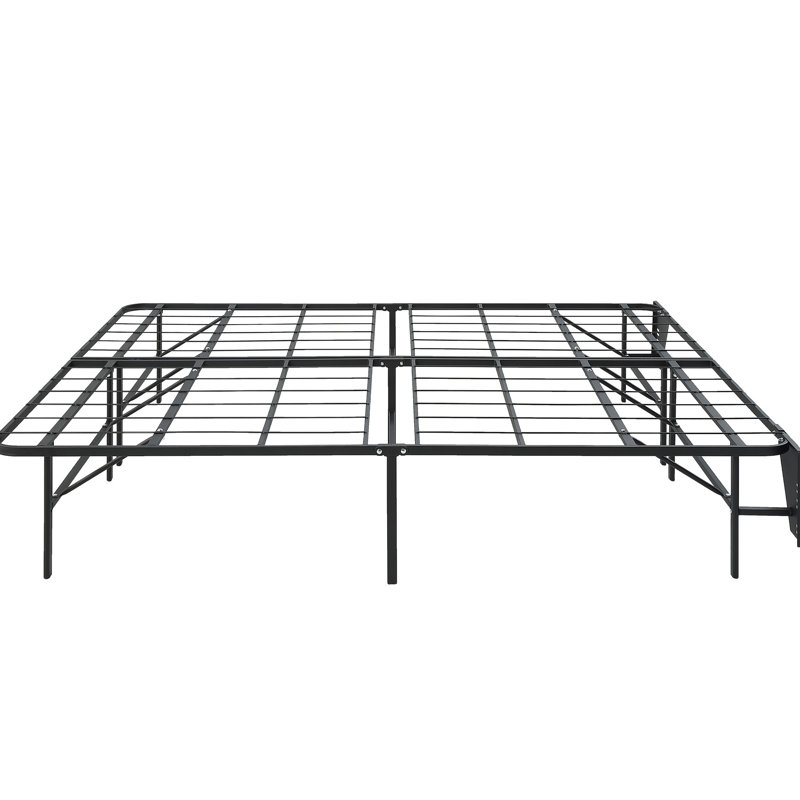Structure de lit grand format pliable en métal avec structure et profil haut de 14 pouces pour une chambre noire