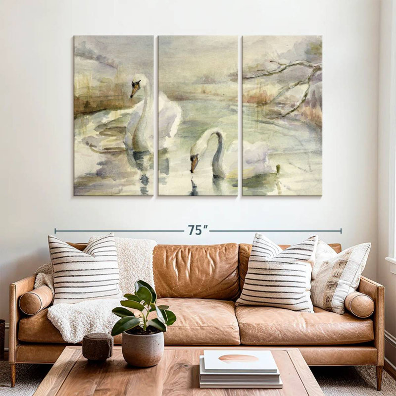 Brampt Swans In Winter, 42" H x 65" W