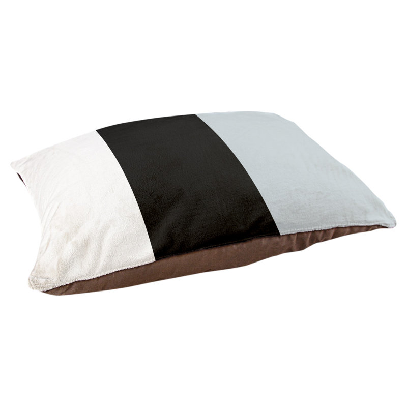 Coussin rectangulaire designer New York Bronx, Grand (L 40 po x l 50 po), Blanc / noir / argent