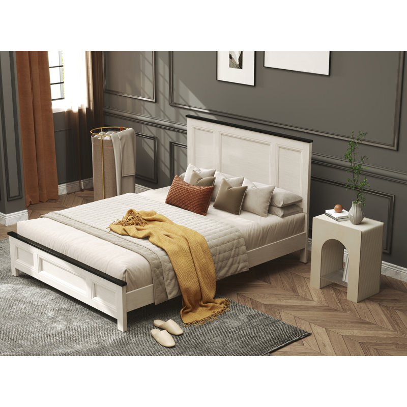 Lit à panneaux Roundhill Furniture Realynn, finition blanc cassé, Grand