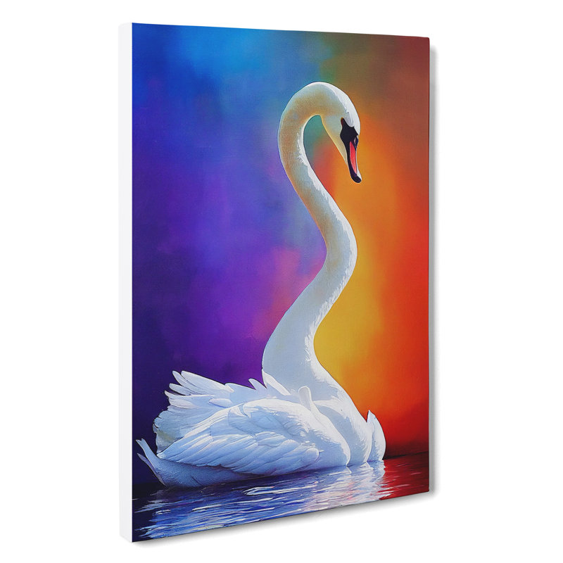 Unique Swan - Wall Art, Wrapped Canvas, 50cm H x 35cm W, No Matte