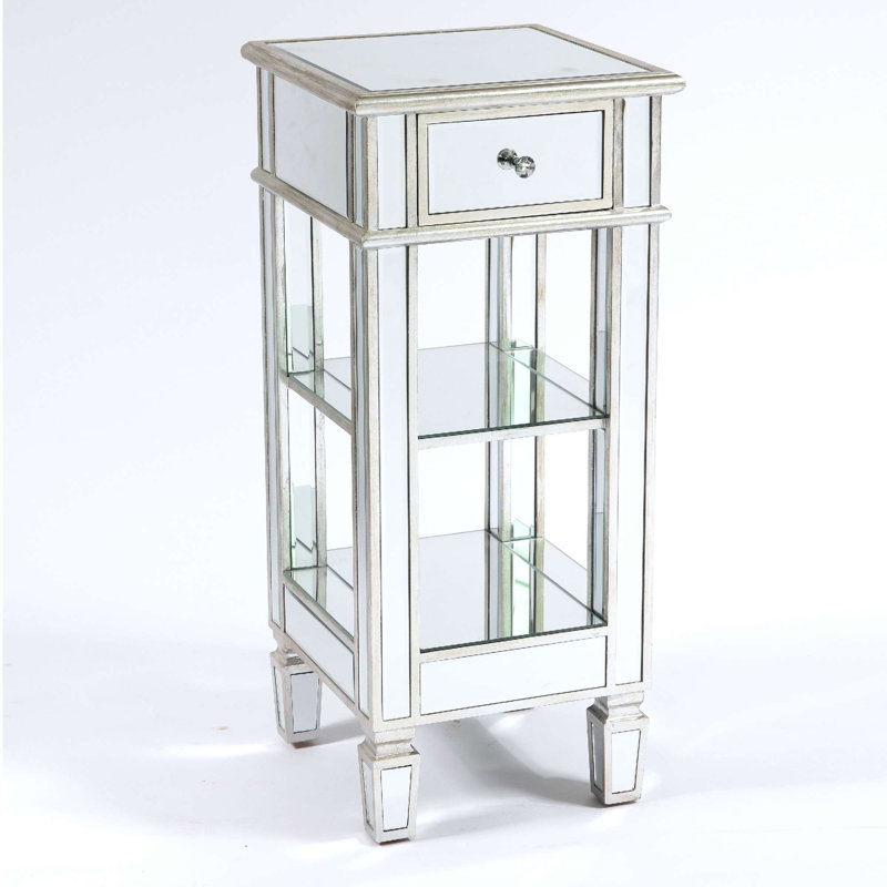 Amethy Side Table with Storage, Silver