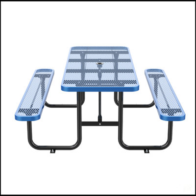96-Inch Rectangular Picnic Table With Durable Steel Frame And Thermoplastic Coating For All-Weather Use