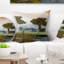 Coussin White Horse et arbres verts - paysage imprimé-2119915708