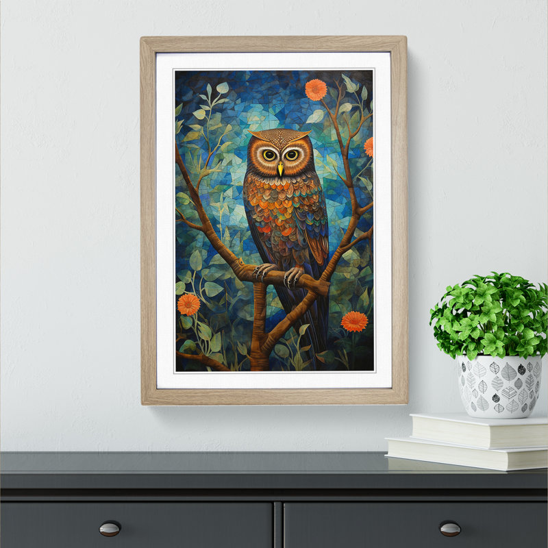 Owl Orphism No.2 - Framed Print, Oak Framed, 34cm H x 25cm W x 2cm D