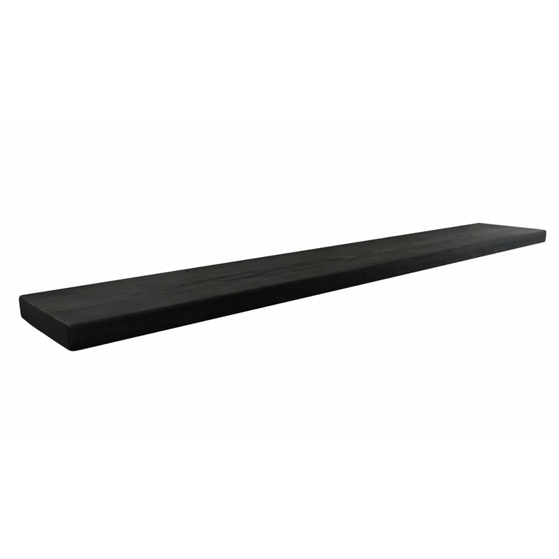 Tablette flottante en bois de pin massif, H 2 po x l 72 po x P 10 po, Noir
