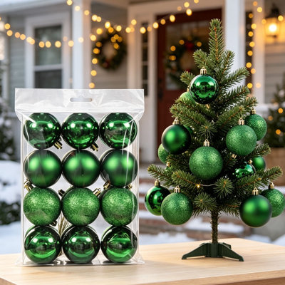 Décorations de Noël - Ensemble de 24 boules décoratives de 6 cm (2,36 pouces) en plastique incassable, à suspendre au sapin pour les fêtes de fin d'année et la décoration intérieure.