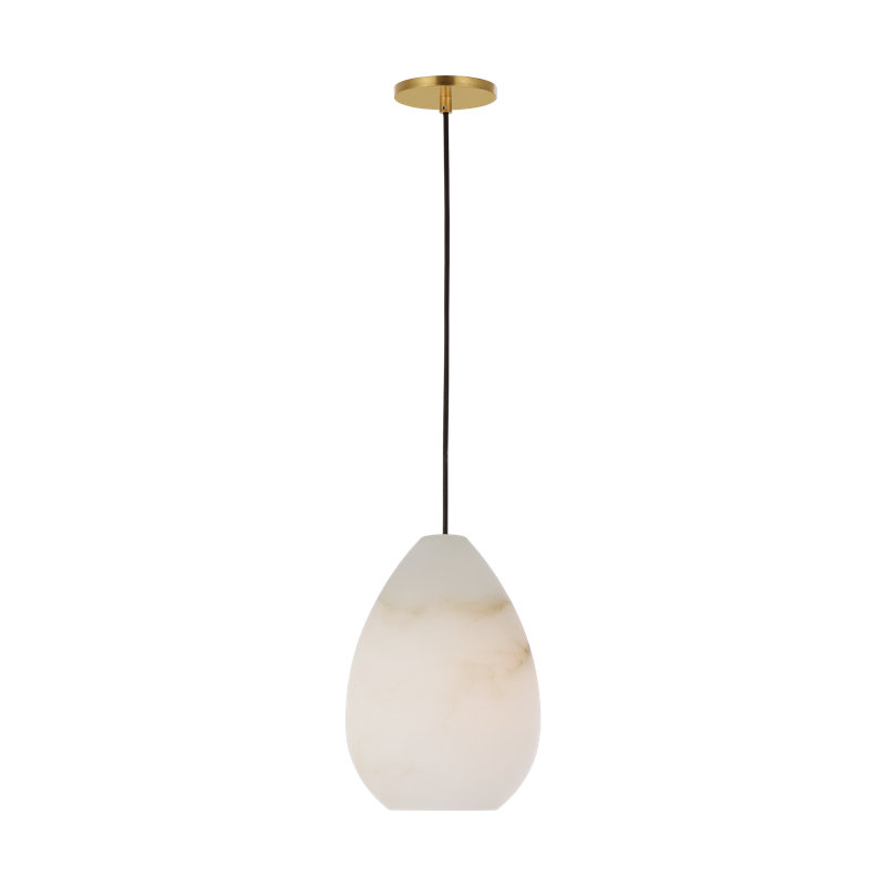 Sean Lavin Alina 1-light Pendant in Hand Rubbed Antique Brass with Alabaster shade, 18.5" H x 8.5" W, 1