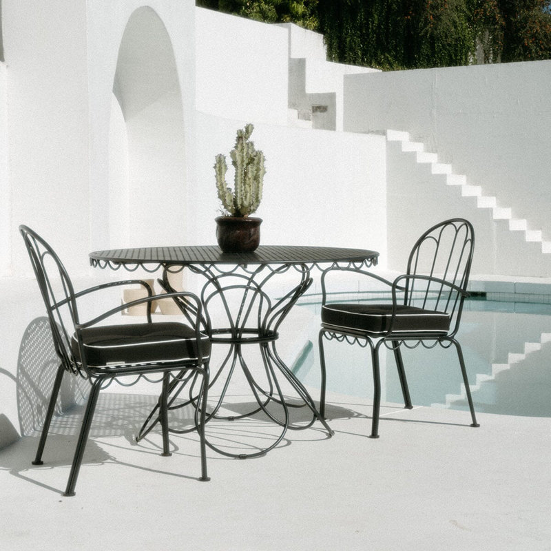 AL Fresco Dining Chair Cushion, Monaco Black Striped