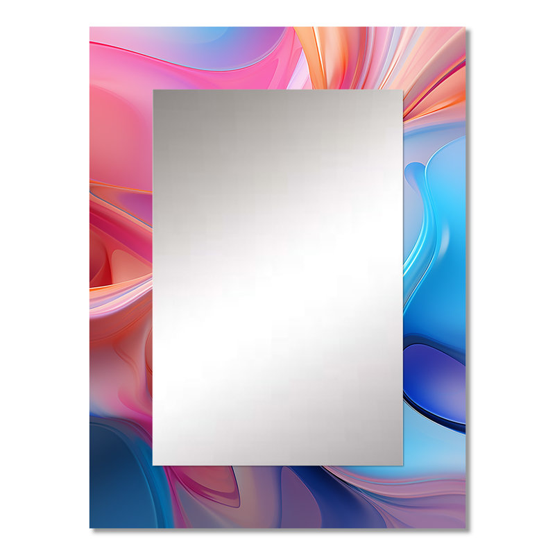 Transitional blue and pink shapes II - Transitional Shapes Large Mirror, Pink Unique Wall Mirror Decor, Printed Metal Art