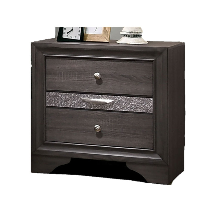 Table de bout Table de chevet moderne Table de chevet Table de chevet en bois massif, Gris