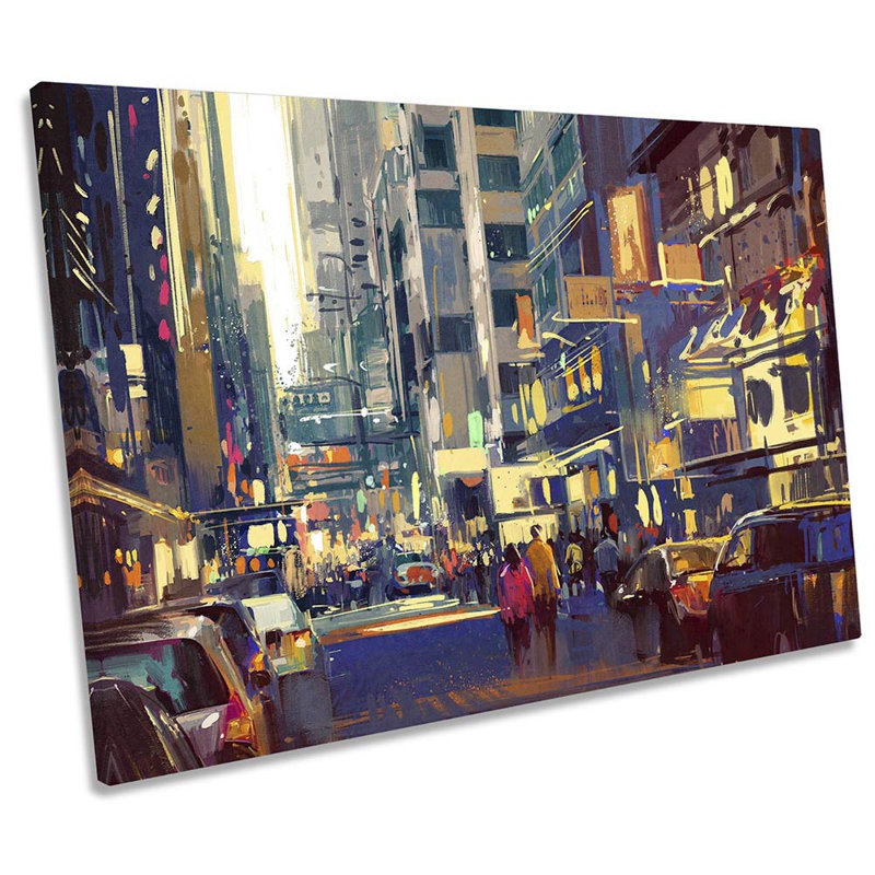 Abstract City Life Urban - Wrapped Canvas Painting, 30.5cm H x 45.7cm W x 2cm D