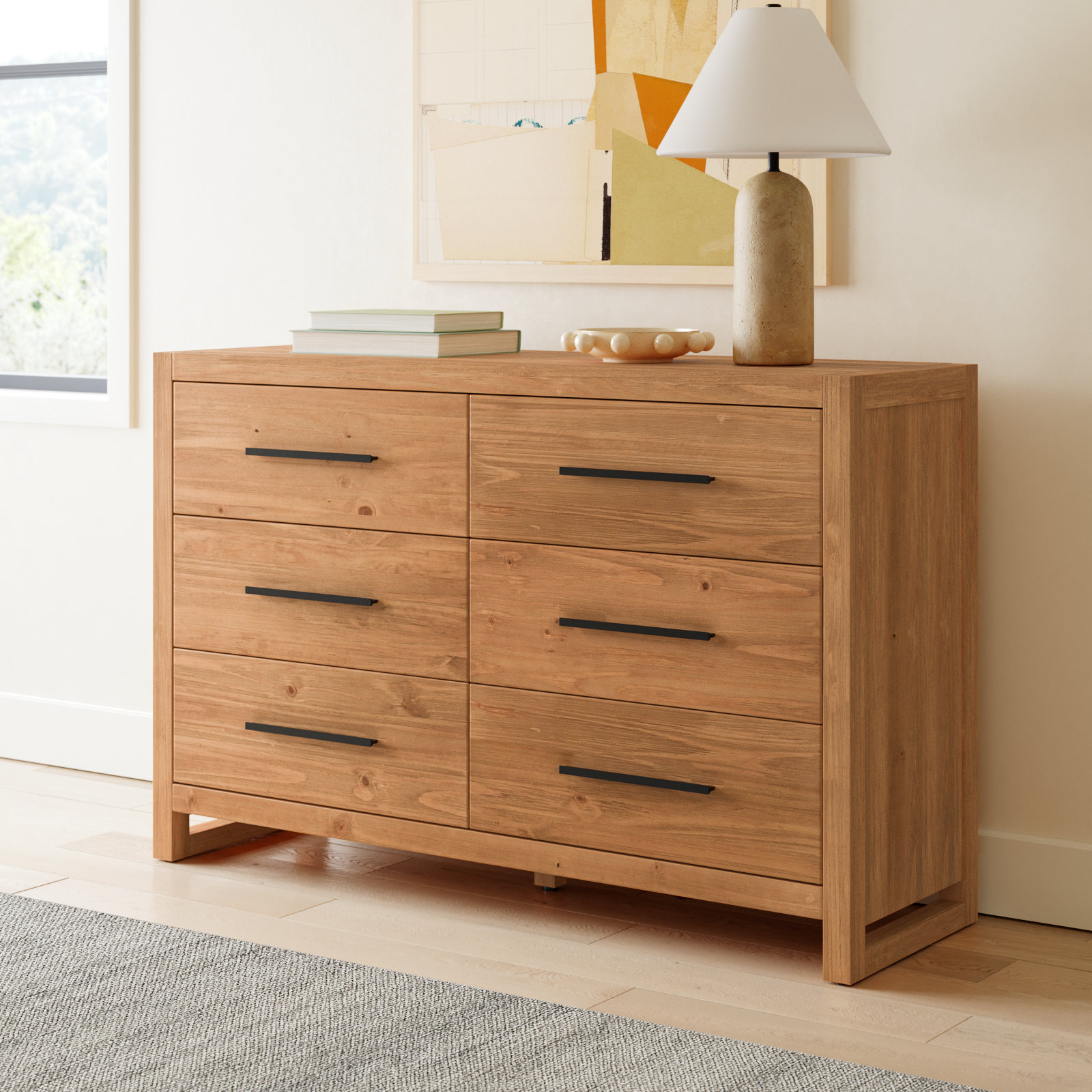 Modica 60" Pine Double Dresser, Brown Natural