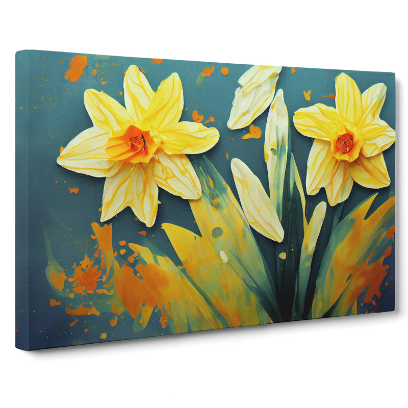Daffodil Flower Splash Vol.1 Abstract - Wrapped Canvas, 35cm H x 50cm W x 3cm D