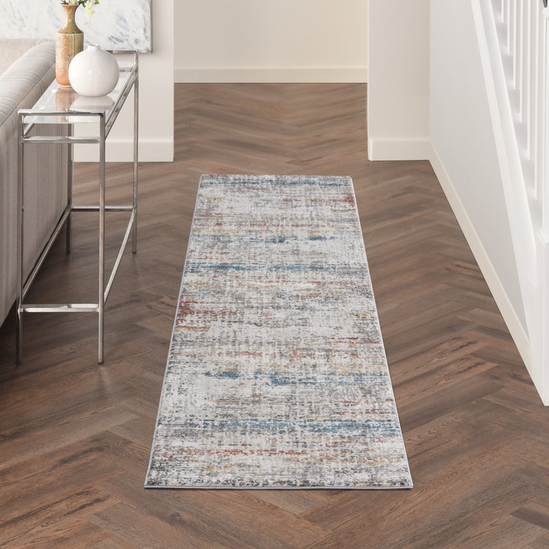 Tapis gris Modern, Tapis de couloir 2 pi 2 po x 7 pi 6 po