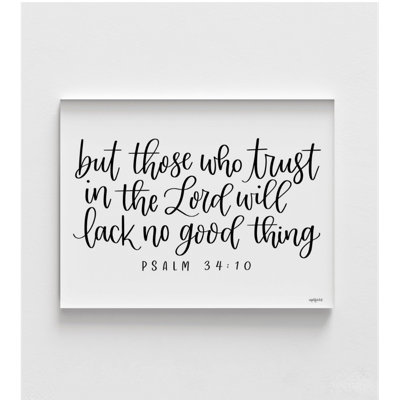 Trust In The Lord, Psalm 34:10 Poster Print, Extra Large Church Entryway Wall Decor, Small Living Room Decor Print
