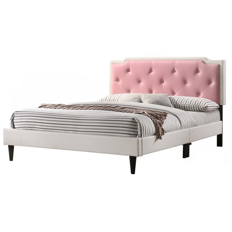 Lit de haute qualité pour une expérience de sommeil supérieure, Double, Blanc / rose