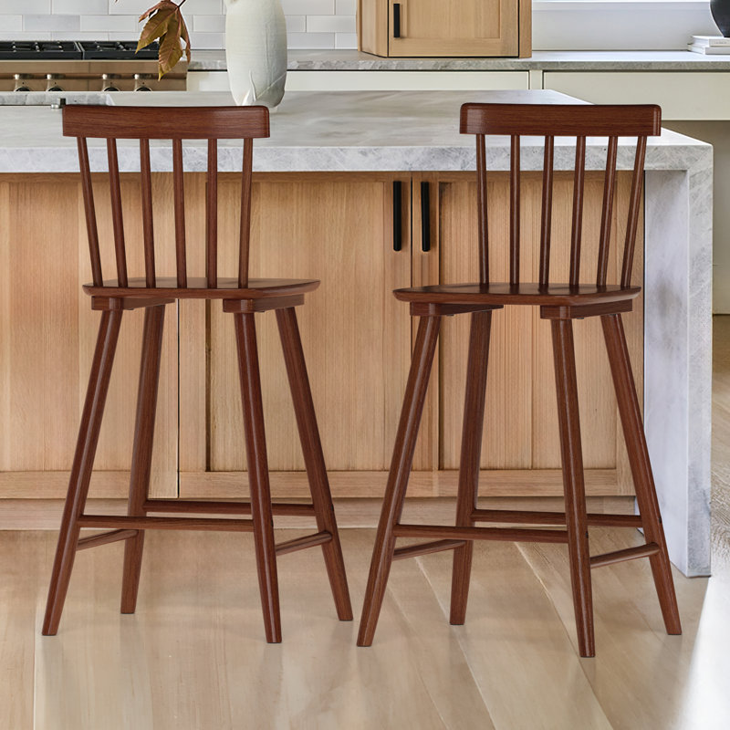 Tabouret Baggett, Tabouret de comptoir (siège d'une hauteur de 24 p, 2, Noyer