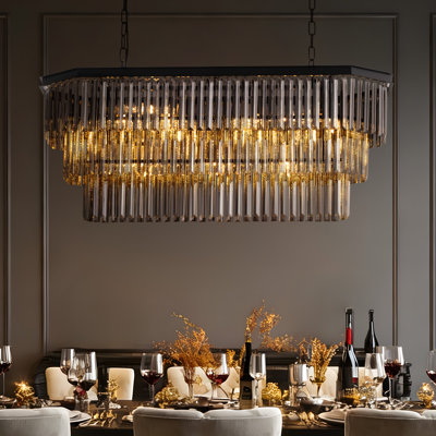 Luminaire suspendu moderne en cristal à 3 niveaux, lustre gris fumée 13 lumières