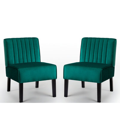 Chaises d'appoint de style Mid-Century de 2 personnes avec revêtement en velours et pieds en bois massif, rehaussant le décor de la chambre à coucher avec pieds