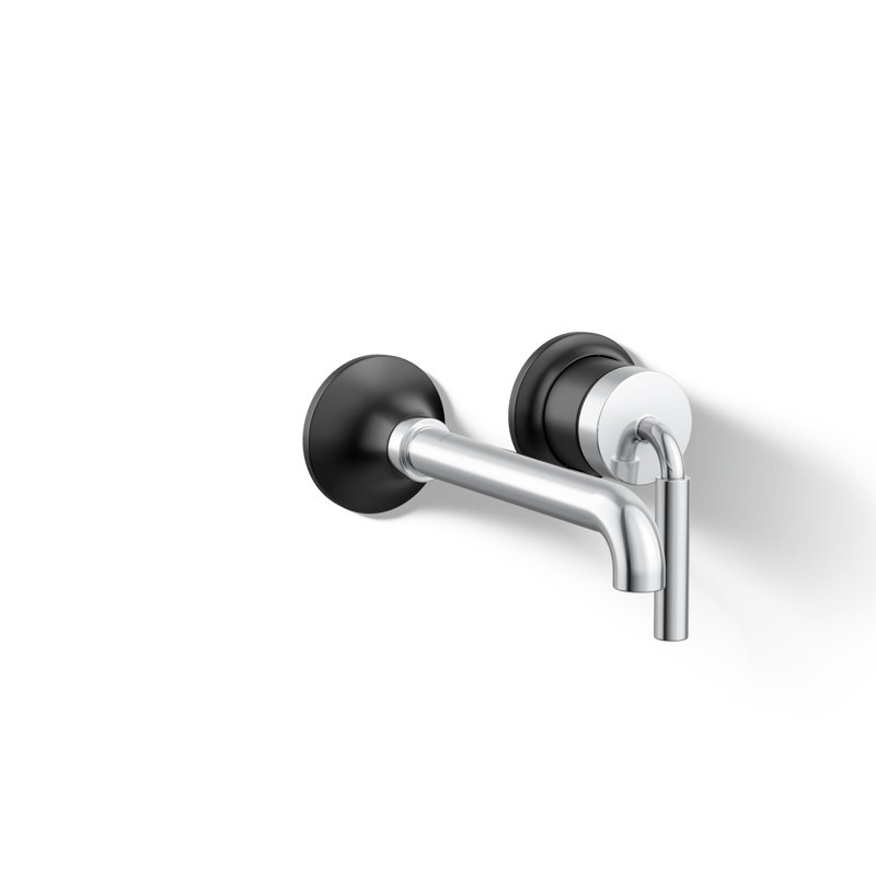 Tone Wall-Mount Single-Handle Bathroom Sink Faucet, Polished Chrome/Matte Black