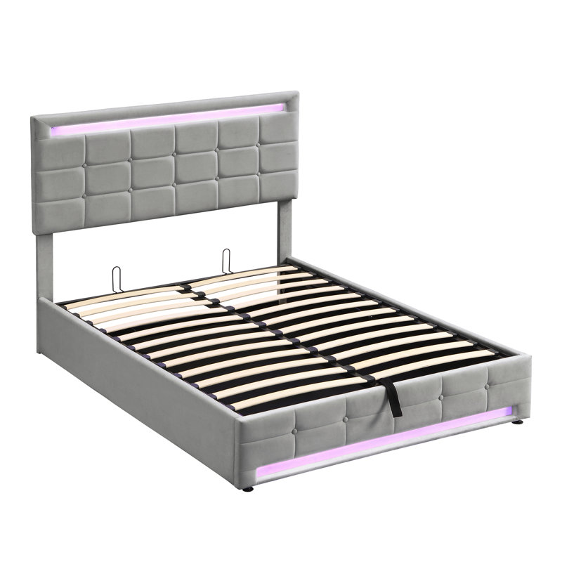 Upholstered Ottoman Storage Bed, Grey