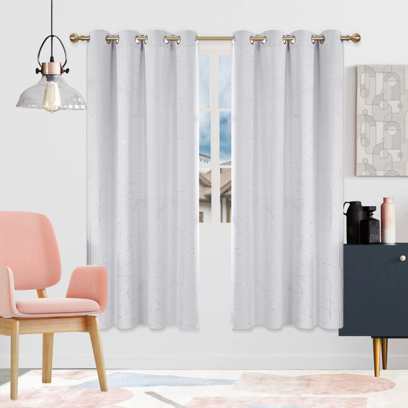 Ashleeann Room Darkening Curtain Pair, 52" W x 63" L, Grayish White